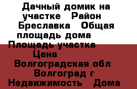 Дачный домик на участке › Район ­ Бреславка › Общая площадь дома ­ 60 › Площадь участка ­ 600 › Цена ­ 200 000 - Волгоградская обл., Волгоград г. Недвижимость » Дома, коттеджи, дачи продажа   